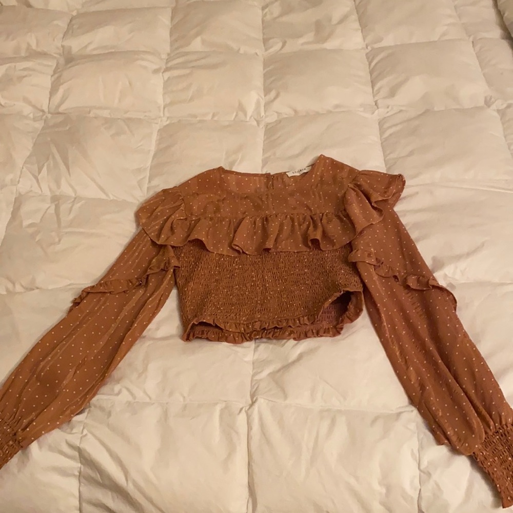 Storia Burnt Orange Blouse With Ruffles